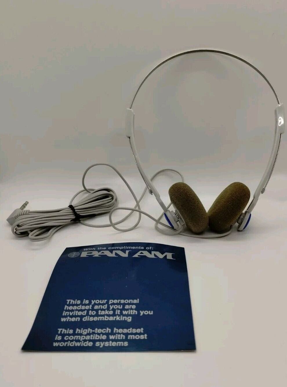 Vintage Pan Am Airline Headphone Set with Bag - Unused; Untested